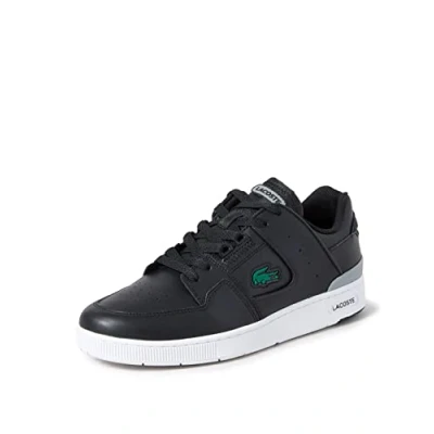 Image of Lacoste Mens Court Cage Trainers Black Leather Size UK 8