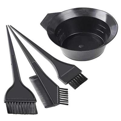 Image of TRIXES 4PC Hair Dye Kit Colour Bowl and Brush Set Black Brushes Mixing for Application, Treatments Tinting Professional Hairdressing or Home Use