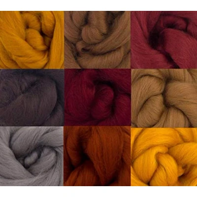 Image of Molten Designs Merino Felting Wool Tops Pack of 9 Autumn Tones