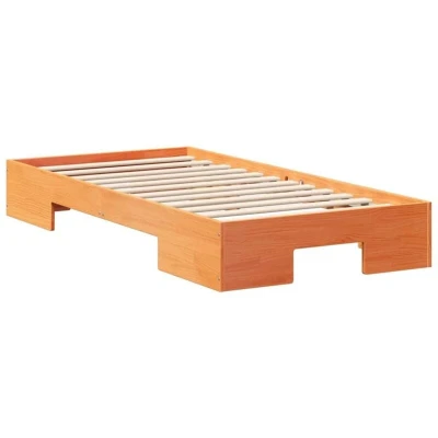 Image of Floor Bed Frame with Storage Brown 90 x 200 cm Solid pine wood Vidaxl