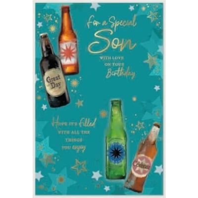 Image of SON Birthday Card Men Male For Him Drinks Size: 23cm x 15.5cm (9&quot;x6&quot;) c75b
