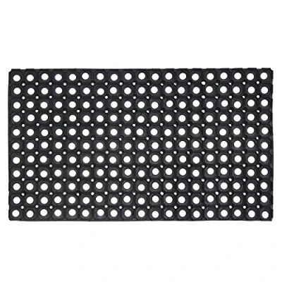 Image of SrS Rugs® Rubber Mats Outdoor Entrance Non Slip Anti Fatigue Drainage Holes (Rondo Rings, 40cm x 60cm)
