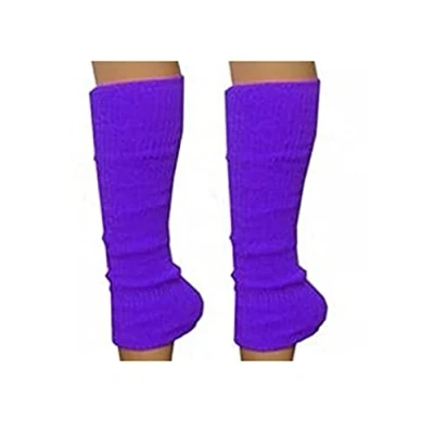 Image of Luxurious Ladies 80&#039;s Dance Plain Ribbed Leg Warmers, Neon warmers 15 Colours (Purple)