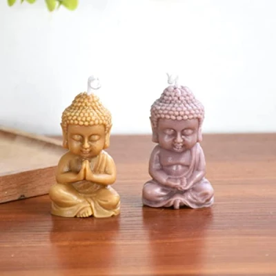 Image of 2 Buddha Silicone Mould, Monk Bodhisattva Candle Mold, Handmade Maitreya Soap 3D Mold for, Clay, Concrete Crafts, and Resin Ornament