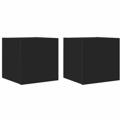 Image of vidaXL 2x Wall Mounted TV Cabinets Floating Cupboards Entertainment Centre Modern Media Stands Furniture Living Room Office Unit Black