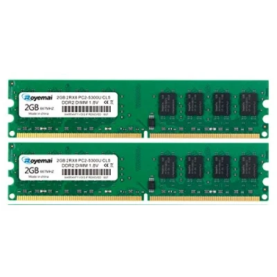 Image of DUOMEIQI DDR2 4GB Kit (2x2GB) 667 MHz, PC2 5300, 5300U, 5400, 240pin 2Rx8 Desktop Memory 1.5v 1.8v CL5 RAM Module Chips for Intel AMD System