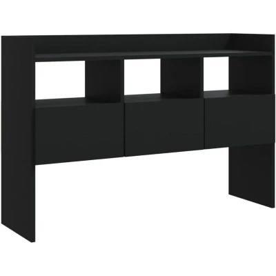 Image of vidaXL Modern Engineered Wood Sideboard in Black, Spacious with 3 Drawers and Open Compartments, Ideal for Living Room Decor, 105x30x70 cm