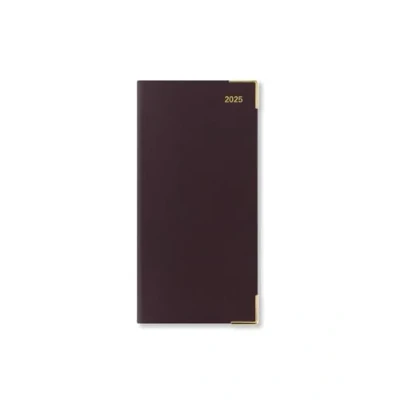 Image of Letts of London Roma Slim vertical week to view with appointments 2025 landscape leather diary burgundy