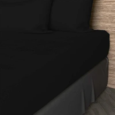 Image of Soleil d&#039;ocre, Fitted Sheet, Cotton, 57 Threads, Black, 90 x 200 cm
