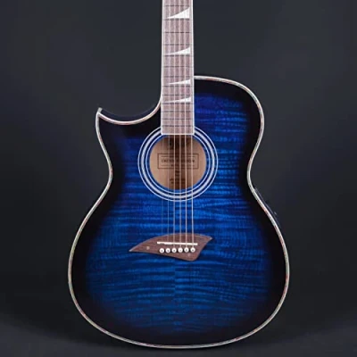 Image of Lindo LEFT HANDED ORG SL Slim Blue Electro Acoustic Guitar with Preamp and LCD Tuner