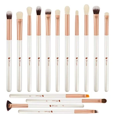 Image of DUcare Eyeshadow Brushes 15Pcs Professional Eye Makeup for Blending, Shader, Tapered, Definer, Concealer (white)