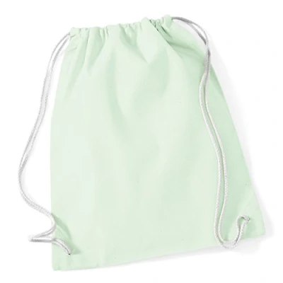 Image of Westford Mill W110 Cotton Gymsac Pastel Mint/White