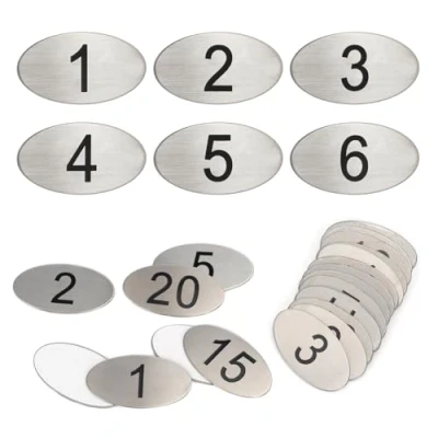 Image of NanTun 304 Stainless Steel Engraved Oval Table Black Numbers (1 10) Pubs Restaurants Clubs 1 to 10
