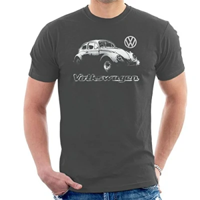 Image of Volkswagen Beetle Spray Paint Men&#039;s T Shirt Charcoal