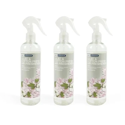 Image of Clearly 6 x 400ml Lilac &amp; Cotton Scented Air Freshener Bottles Long Lasting Fragrance Pack Value Bundle Ideal for Eliminating odours, Freshening Up Any Space