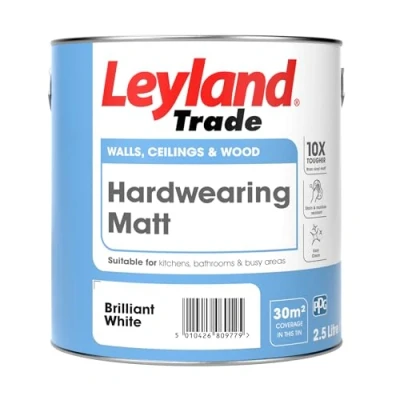 Image of Leyland Trade Hardwearing Matt Brilliant White 2.5L