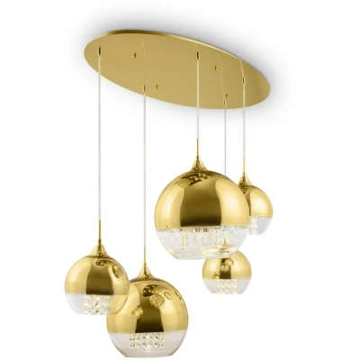 Image of Modern Fermi 5 Light Gold Cluster Pendant Ceiling