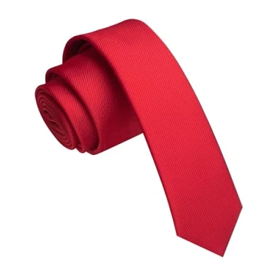 Image of JEMYGINS 1.58Inches Red Tie Silk Skinny Ties for Men Slim Necktie, general,