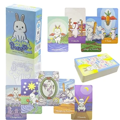 Image of Cute Rabbit Tarot Cards,79 Deck Cards,Tarot Cards for Beginners,Fortune Telling Game