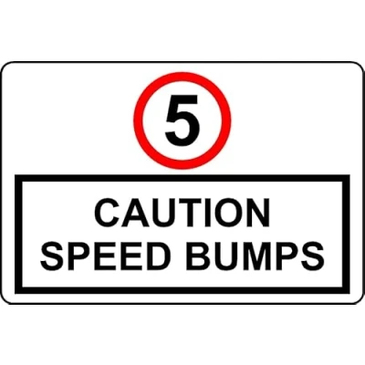 Image of 5mph Caution Speed Bumps Safety Sign Self Adhesive Sticker (200mm x 150mm)