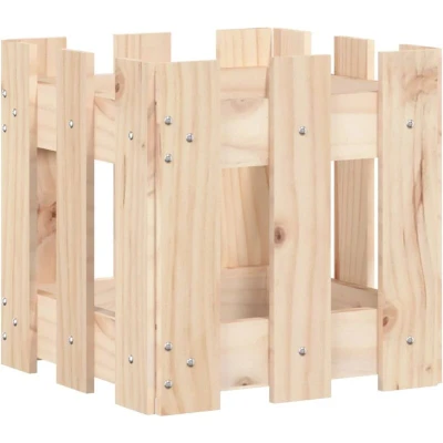 Image of vidaXL Garden Planter with Fence Design 30x30x30 cm Solid Wood Pine