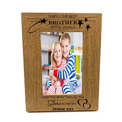 Image of ukgiftstoreonline Personalised Best Brother Portrait Wooden Photo Frame Gift (4 x 6 Inch)