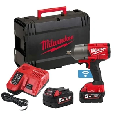 Image of Milwaukee M18FHIWF12 502X 18V Fuel 1/2&quot; Impact Wrench with 2 x 5.0Ah Batteries