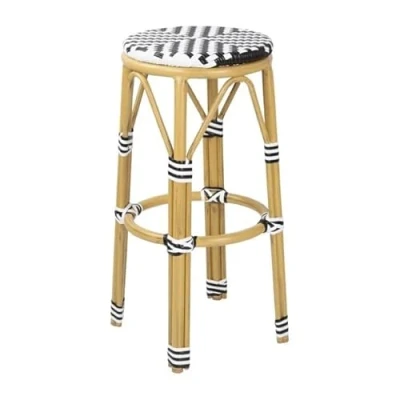 Image of Bolero Parisian Style PE Rattan Bar Stools Black  (2 Pack)