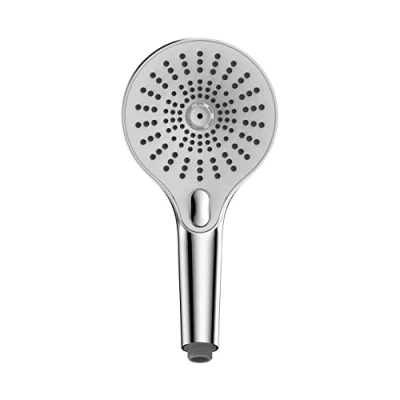 Image of WENKO Ultimate Shower head with 3 functions, minimal splashing and very quiet, made of plastic ½&quot; universal connection, suitable for instantaneous water heaters, Ø 13 cm, chrome/white