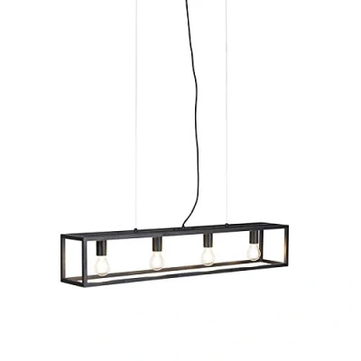 Image of Industrial Pendant Lamp Black 4 Lights Cage