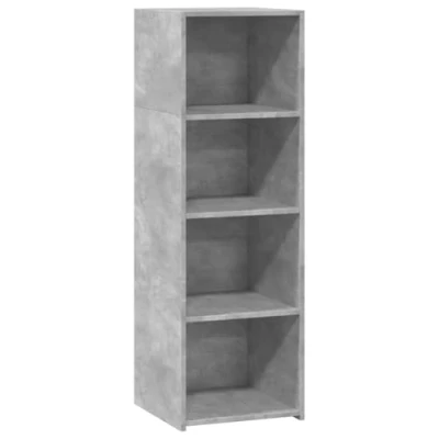 Image of vidaXL Highboard Engineered Wood Storage Cabinet in Concrete Grey, 40x41x124 cm Modern Minimalist Style, Ample for Living Room/Bedroom