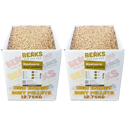 Image of BEAKS wild bird food MEALWORM suet feed pellets for all garden birds 25kg Box free pp