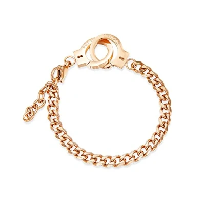Image of Yifnny Handcuff Bracelet, Mini Bracelet Stainless Steel Anklet Friendship Statement Cuban Hand Cuffs Ankle Bracelets for Women Men Foot Chain Jewelry (Women Rose Gold)