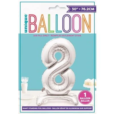 Image of Majestic Silver 8 Shaped Foil Balloon (76cm) Elegant &amp; Standalone Party Decor Perfect for Milestone Celebrations 1 Pc