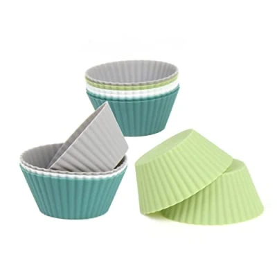 Image of VEYLIN Reusable Silicone Cupcake Cases, 12 Pack Muffin Molds Cake Cups