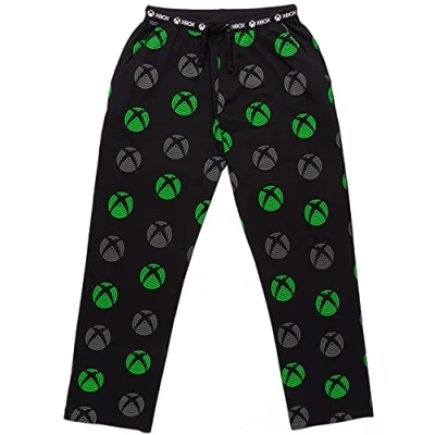 Image of Xbox Lounge Pants For Men Adults Green Black Drawstring Pockets Pyjamas Trousers Game Console Pjs Merchandise Gifts S