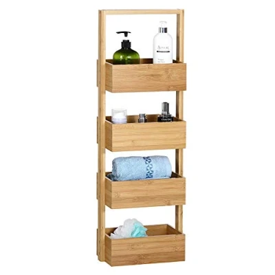Image of CASARIA® Wooden Bathroom Shelf 4 Tier Brown Bamboo Rack Free Standing Basket Wood Storage Shelves Bath Shower Sauna Spa 88 x 16 28cm