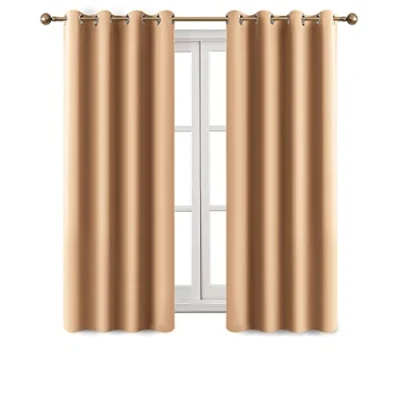 Image of Imperial Rooms Eyelet Blackout Curtains Ring Top Window Thermal Insulated Panels for Bedroom Living Room (Beige, 66x54 (167x137cm))