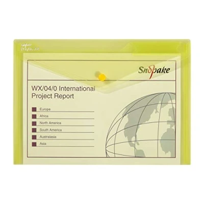 Image of Snopake 12840X Polyfile A4 Popper Wallet File with Press Stud and Index Tab Classic Yellow (Pack of 5)
