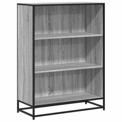 Image of vidaXL Bookcase Modern Grey Sonoma Engineered Wood Storage Unit for Office/Living Room, 3 Shelves, 80.5x35x107.5 cm