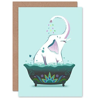 Image of Wee Blue Coo Elephant Shower Greetings Card