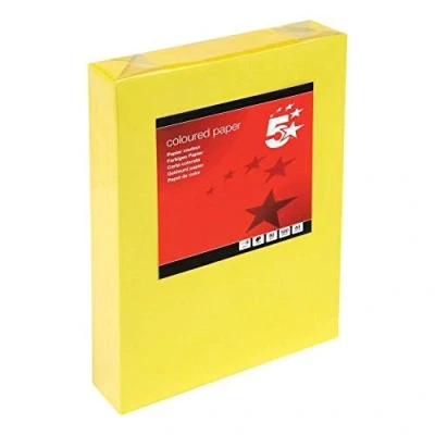 Image of 5 Star Coloured Copier Paper Multifunctional Ream Wrapped 80gsm A4 Deep Yellow [500 Sheets]