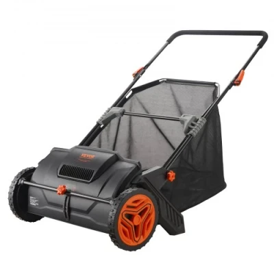 Image of VEVOR Push Lawn Sweeper, 21 inch Leaf &amp; Grass Collector, Strong Rubber Wheels Heavy Duty Thickened Steel Durable to Use with Large Capacity 3.5 cu. ft. Mesh Collection Hopper Bag, 2 Spinning Brushes