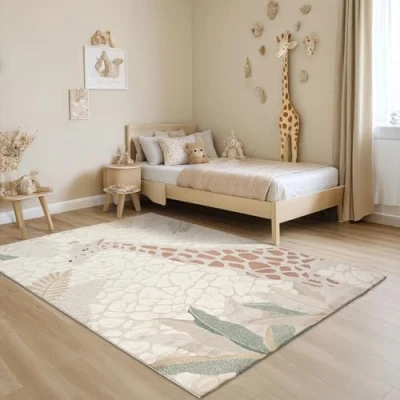 Image of the carpet Jungle Kids Children&#039;s Bedroom Rug, 3D Effect, Easy Care, Heavy Duty, Giraffe, 140 x 200 cm