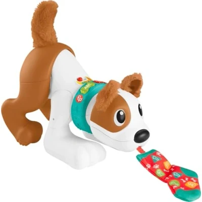 Image of Fisher Price Baby Learning Toy 123 Crawl with Me Puppy Electronic Dog Smart Stages Content &amp; Lights for Ages 6+ Months (Amazon Exclusive)