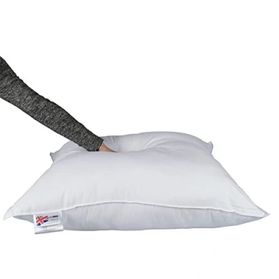 Image of HOMESCAPES Goose feather &amp; Down Euro Continental Square Pillow 80cm x (32″x32″) Luxury Natural Hypo Allergenic European Pillows Soft Medium Support 100% Cotton Casing RDS Certified.