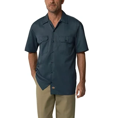 Image of Dickies Men&#039;s Work Shirt Short Sleeves Blue, S