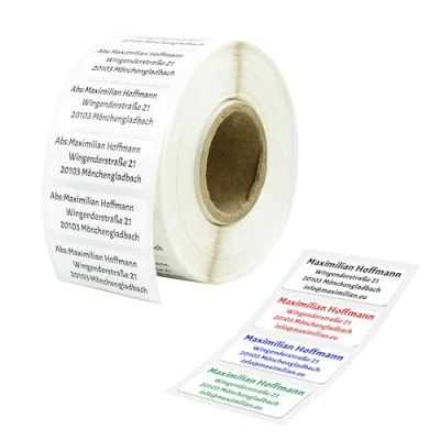Image of GoodMarkt self Adhesive Personalized Address Labels 48x18 mm, 50 Labels/roll, White Plastic Water and Tear Resistant Stickers.