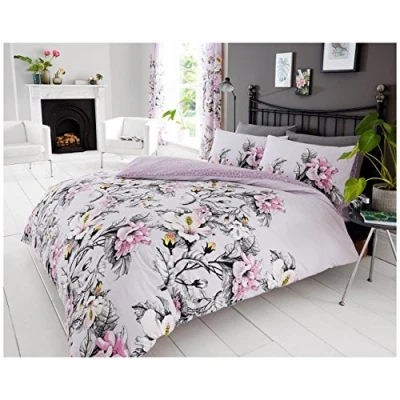 Image of Gaveno Cavailia Luxurious Eden Bed Set with Duvet Cover and Pillow Case, Polyester Cotton, Purple, King