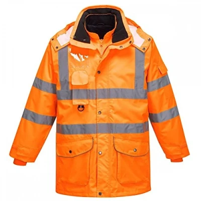 Image of Portwest RT27 Waterproof Hi Vis Breathable 7 in 1 Traffic Jacket Orange, Large